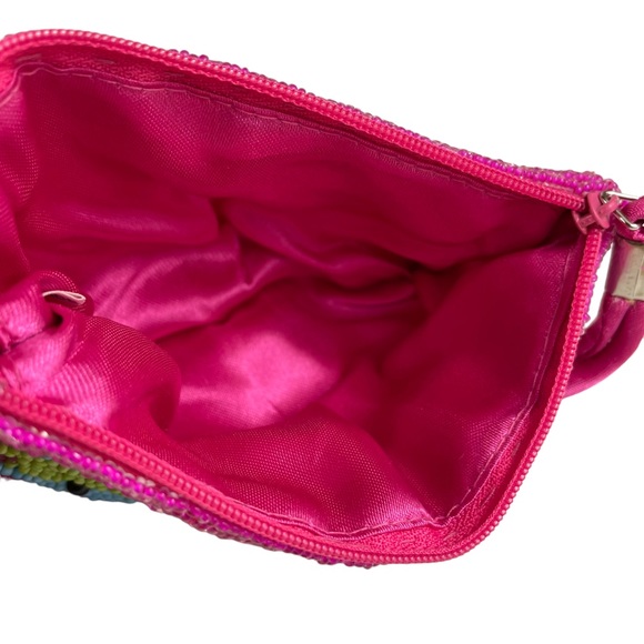 Hand-Beaded Tropical Seahorse Clutch Coin Purse Wallet Pink Island Vibes Sealife - Picture 12 of 14